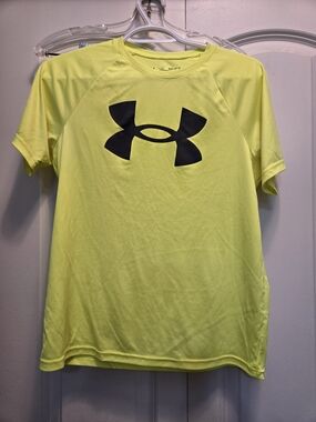 Under Armour Neon Yellow Short Sleeve Logo Tee Youth Large